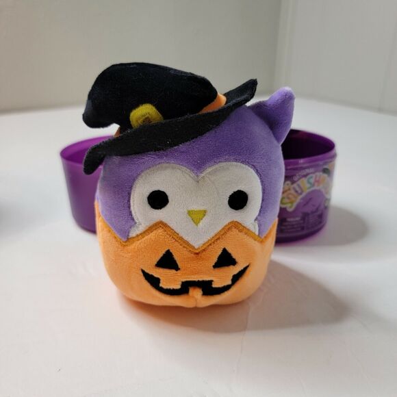 Halloween Squad 2021 Squishmallow 4” Holly Owl Witch Pumpkin Mini Plush Purple - Picture 1 of 5